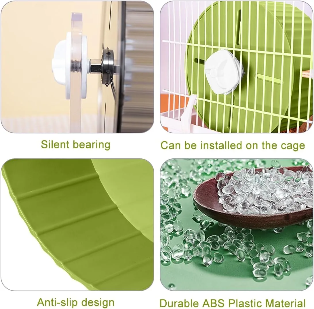 Silent Hamster Exercise Wheel, Hamster Running Wheel Silent Spinner for Hamsters Gerbils Mice Or Other Small Animals (Green)