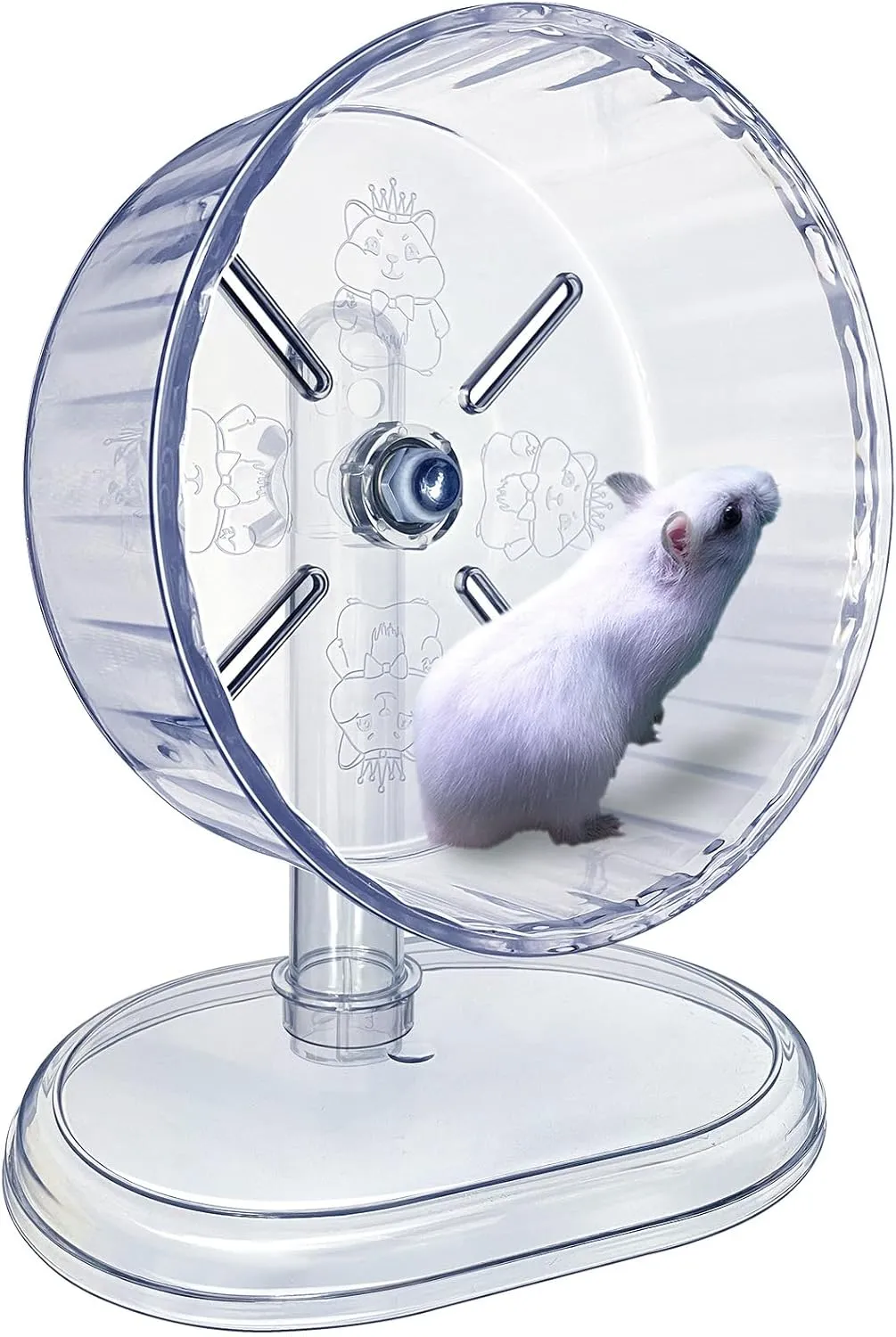 Silent Hamster Wheel, Super-Silent Hamster Exercise Wheels Accessories, Quiet Running Wheels, Adjustable Stand for Hamsters Mice Or Other Small Animals (White,  7 inch)