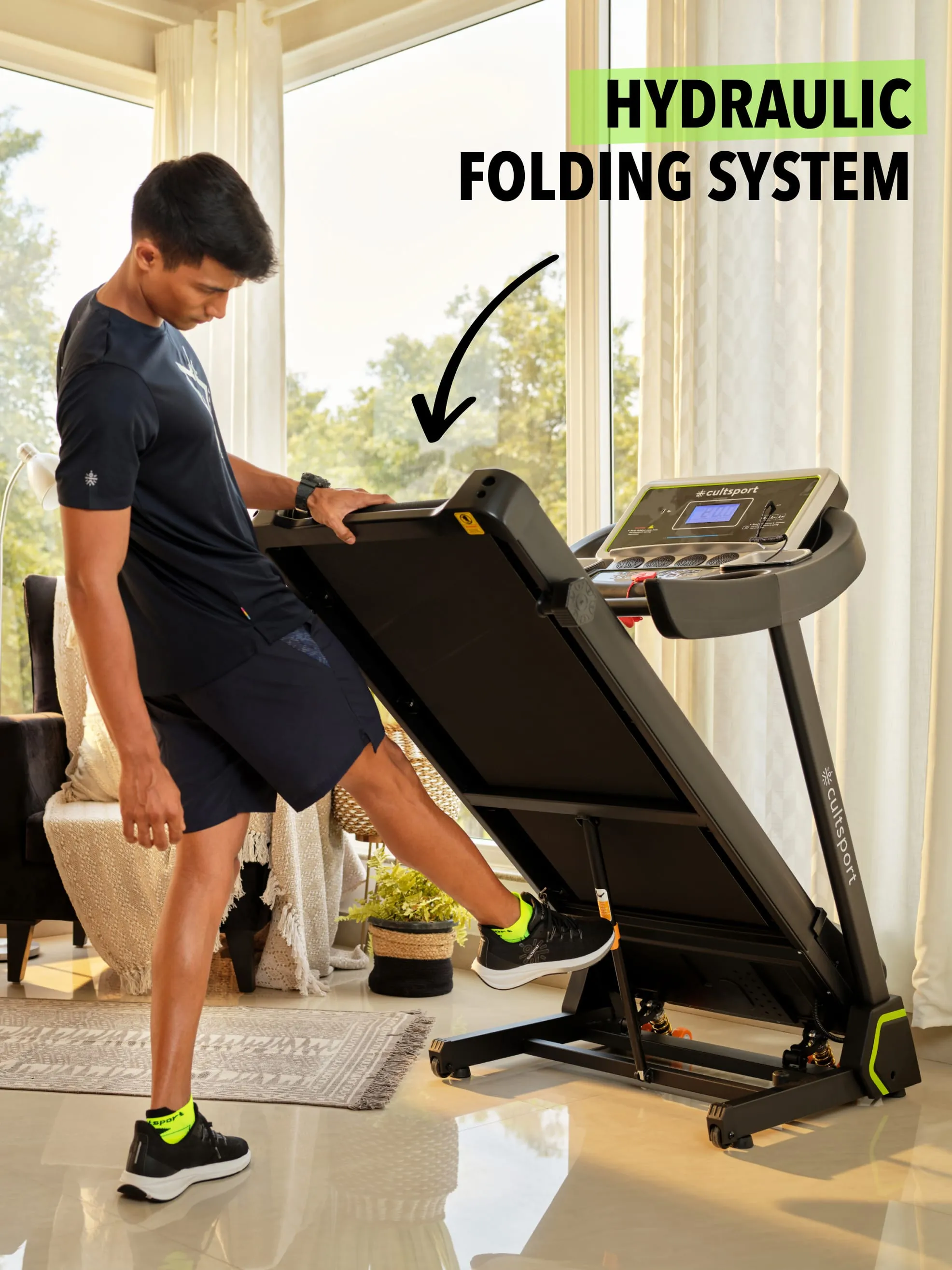 SmartrunC1 3HP Treadmill with 6-level Manual Incline | Max Speed-14kmph | Max Weight-110kg (6 Months extended Warranty only on Cultsport.com)