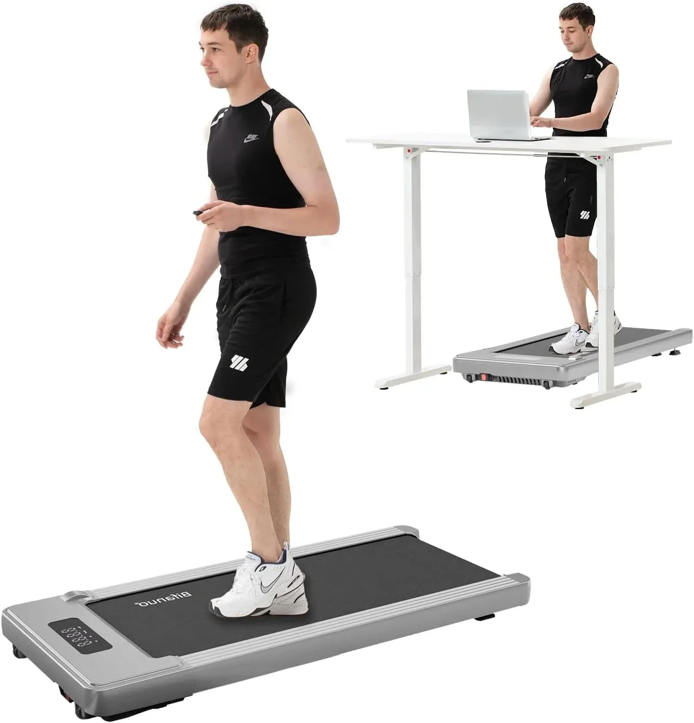 Walking Pad - under Desk Treadmill, Treadmill for Indoor/Outdoor, Quiet and Stable Pad with Remote Control LED Display- Ideal for Fitness Enthusiasts,Pitch Black