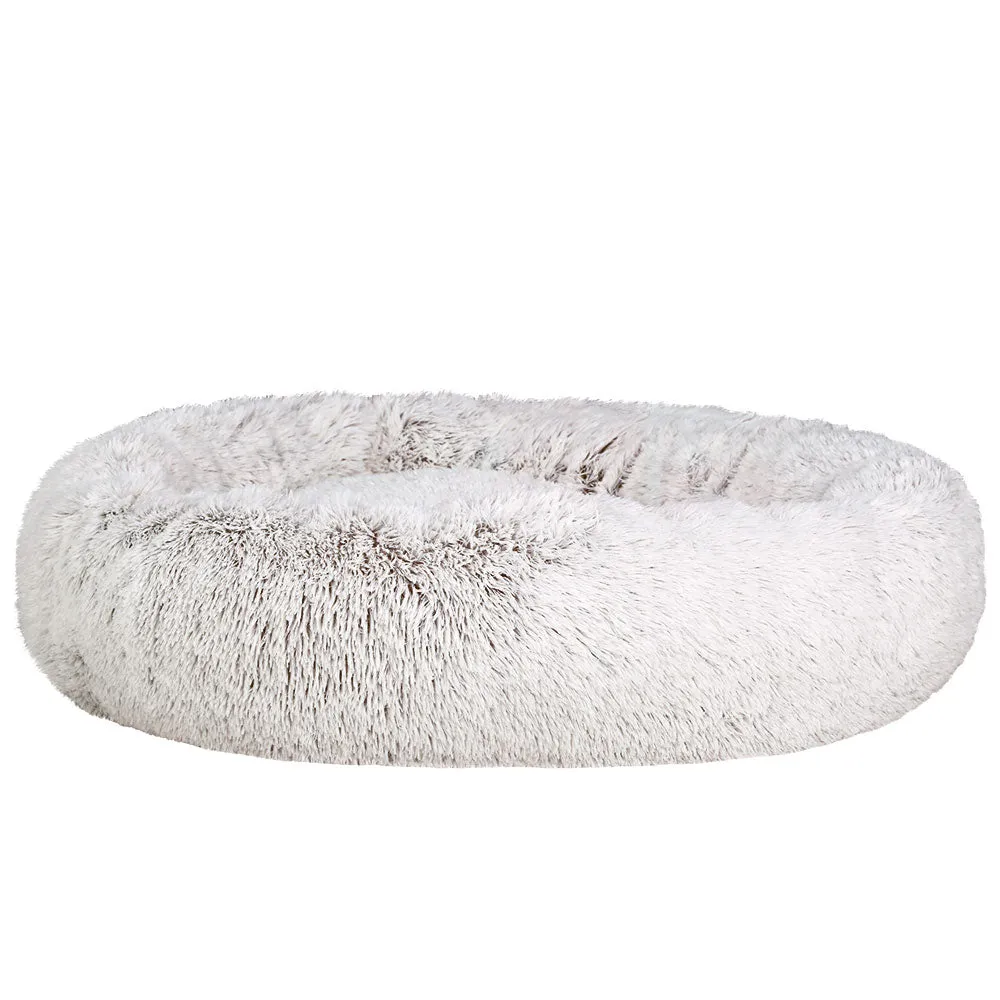 XLarge Dog Beds Pet 110cm Calming Soft Plush - White Brown